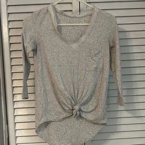 Merona Gray Tie Front Blouse